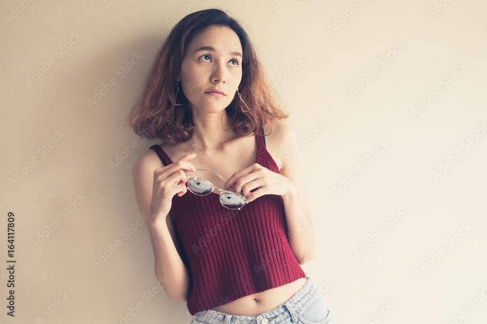 Attractive trendy woman with sunglasses. Attractive trendy woman with sunglasses.