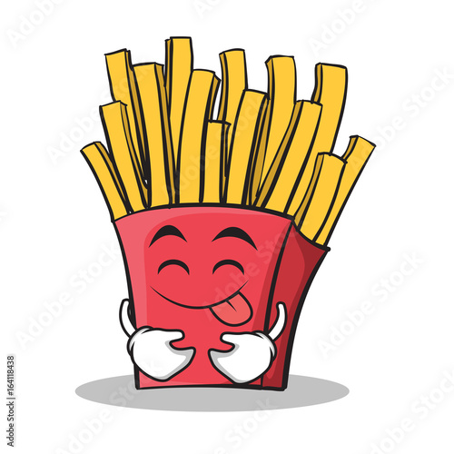 Tongue out french fries cartoon character