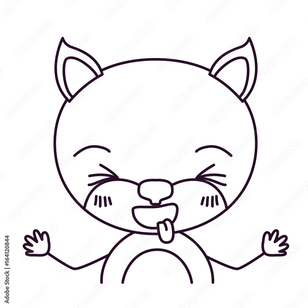 sketch silhouette caricature half body of cute cat expression sticking out tongue vector illustration sketch silhouette caricature half body of cute cat expression sticking out tongue vector illustration