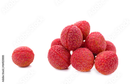 Fresh lychees (Litchi chinensis) isolated on white