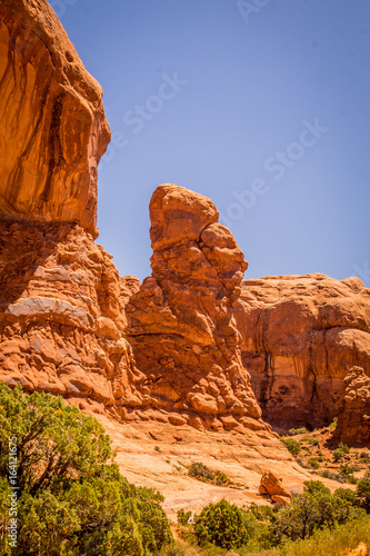 Picturesque stone cliffs. Desert Moab, Utah, USA. Arches National Park