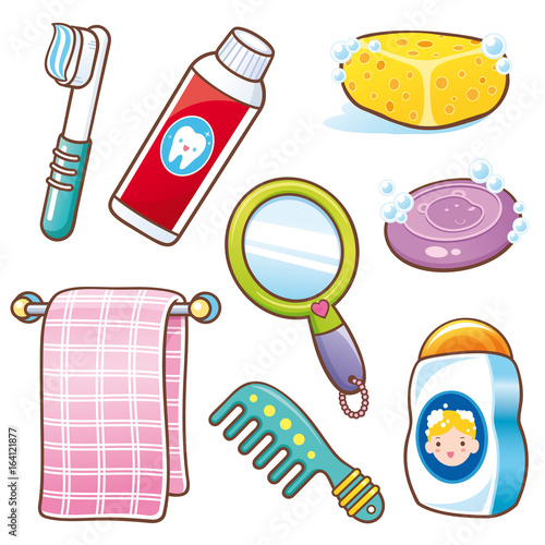 Vector illustration of Cartoon Bathroom element set