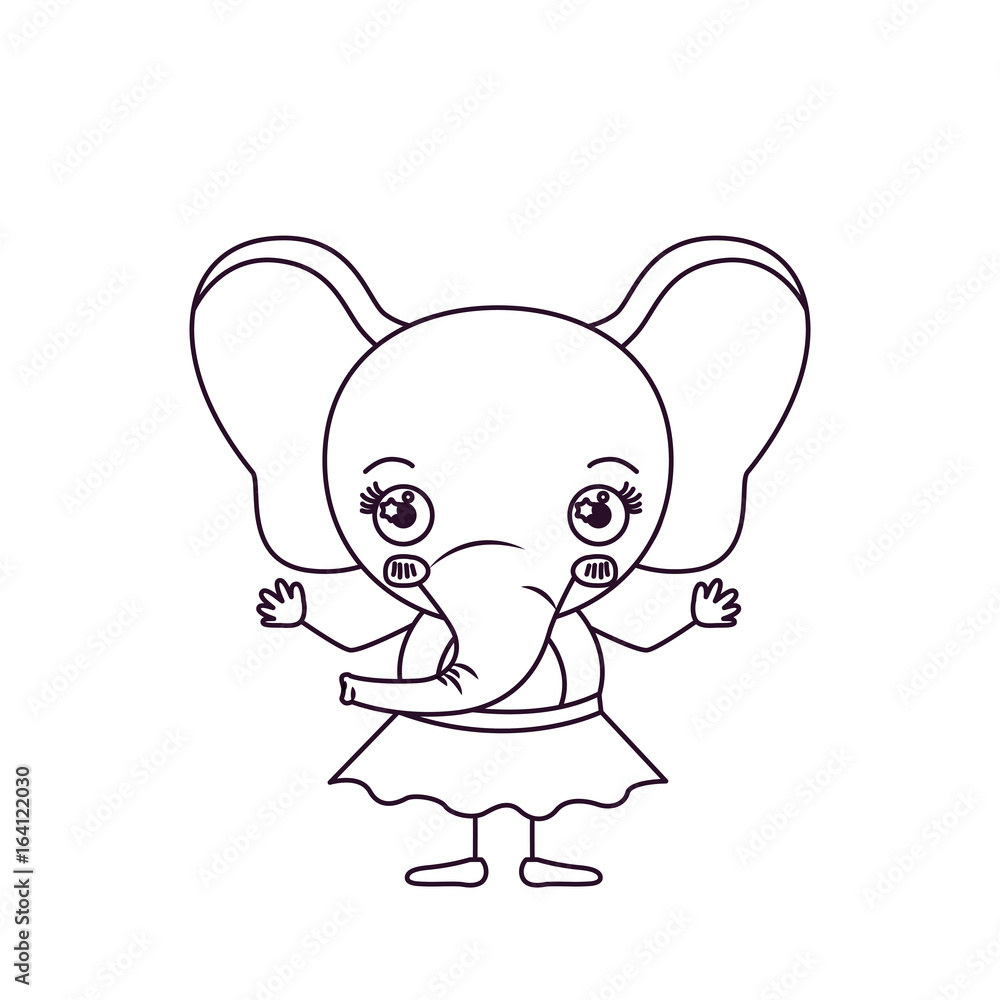 sketch silhouette caricature of excited expression female elephant in skirt vector illustration sketch silhouette caricature of excited expression female elephant in skirt vector illustration