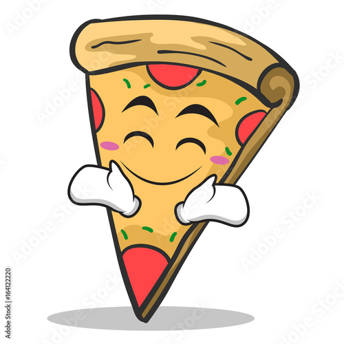 Happy face pizza character cartoon
