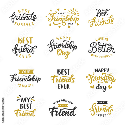Happy Friendship Day cute hand written lettering big set
