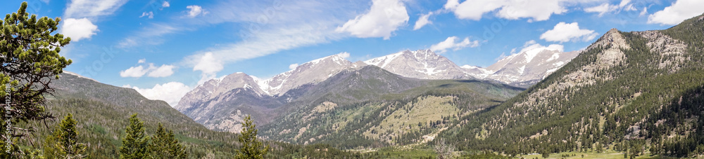 Picturesque sunny mountain valley in the Rocky Mountains, Colorado