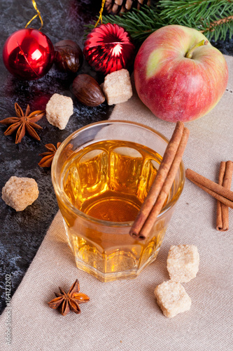 Hot punch, apple cider, cinnamon drink