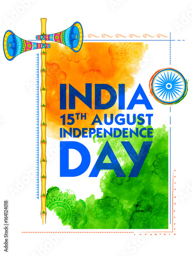 Abstract tricolor Indian flag watercolor background frame for Happy Independence Day of India