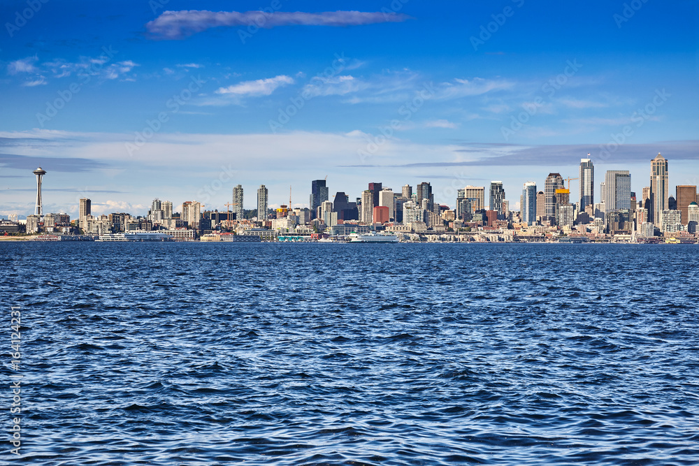 Seattle's waterfront skyline full of construction cranes as the city grows Seattle's waterfront skyline full of construction cranes as the city grows