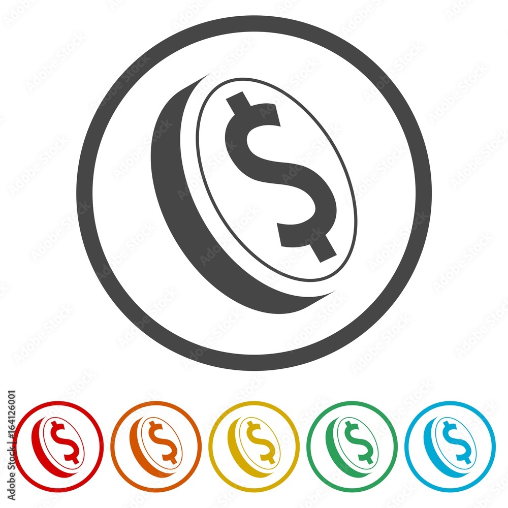 Dollar Coins Icons set Flat Graphic Design - Illustration Dollar Coins Icons set Flat Graphic Design - Illustration