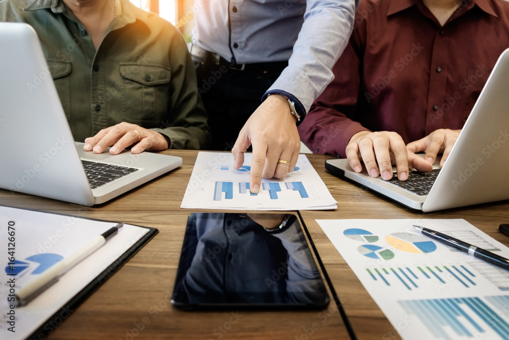 Business meeting office. documents account managers crew working with ...