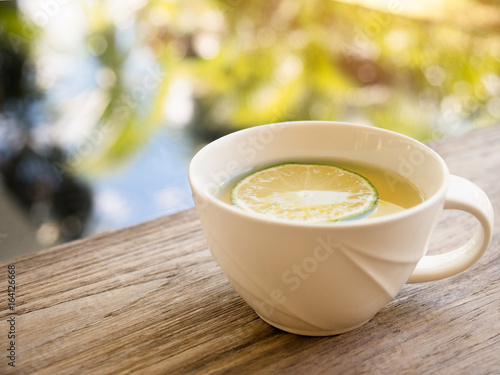 Lemon honey hot tea for detox drinks in morning.