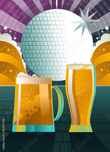 beer pint and mug in disco