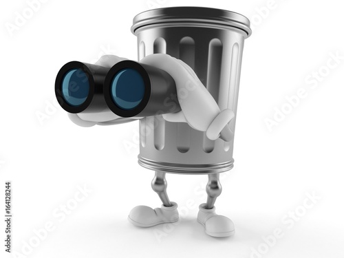 Trash can character holding binoculars © Talaj