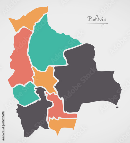 Bolivia Map with states and modern round shapes