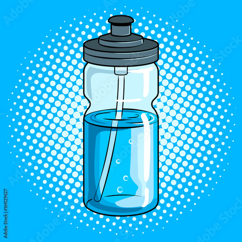 Sports bottle with water pop art vector