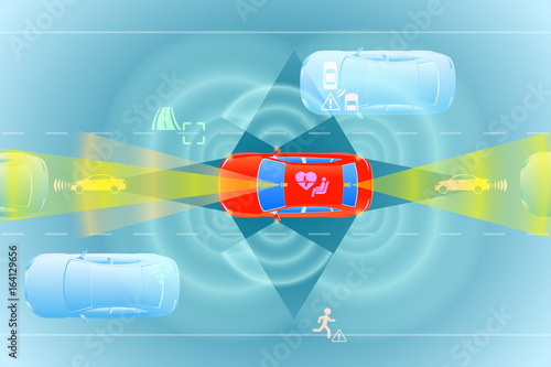various automotive sensing system. autonomous car. collision avoidance system.