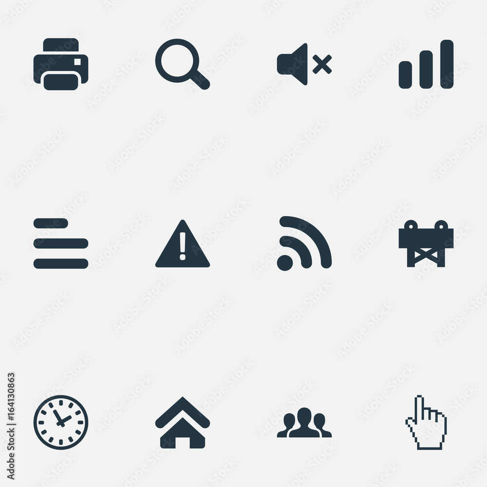 Vector Illustration Set Of Simple Interface Icons. Elements Network