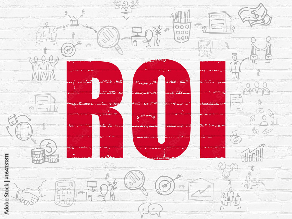 Naklejka premium Business concept: ROI on wall background