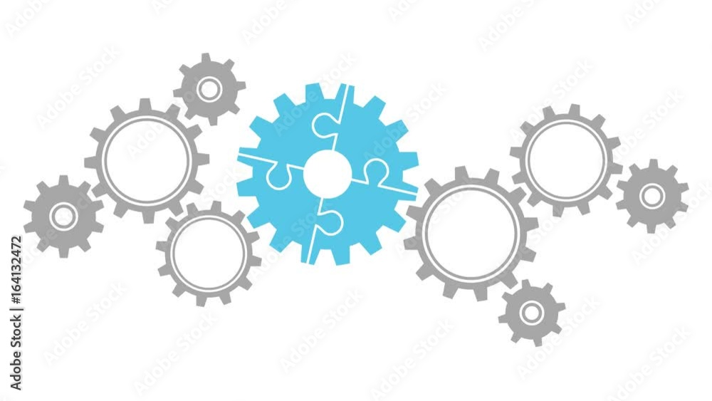 Video Turning Gears Border Big/Small Puzzle Blue/Grey Video Turning Gears Border Big/Small Puzzle Blue/Grey
