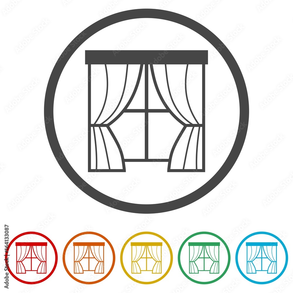 Vector curtain icons set - Illustration Vector curtain icons set - Illustration