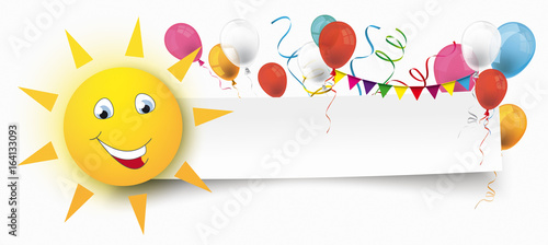 Paper Banner Balloons Buntings Funny Sun Face