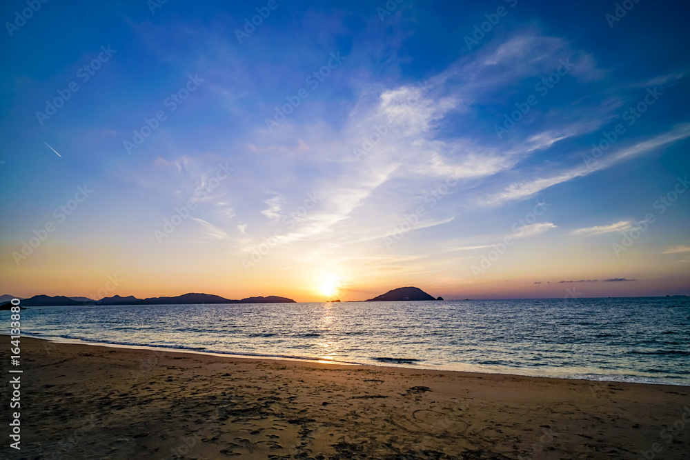 Obraz premium 志賀島 勝馬海岸 夕景