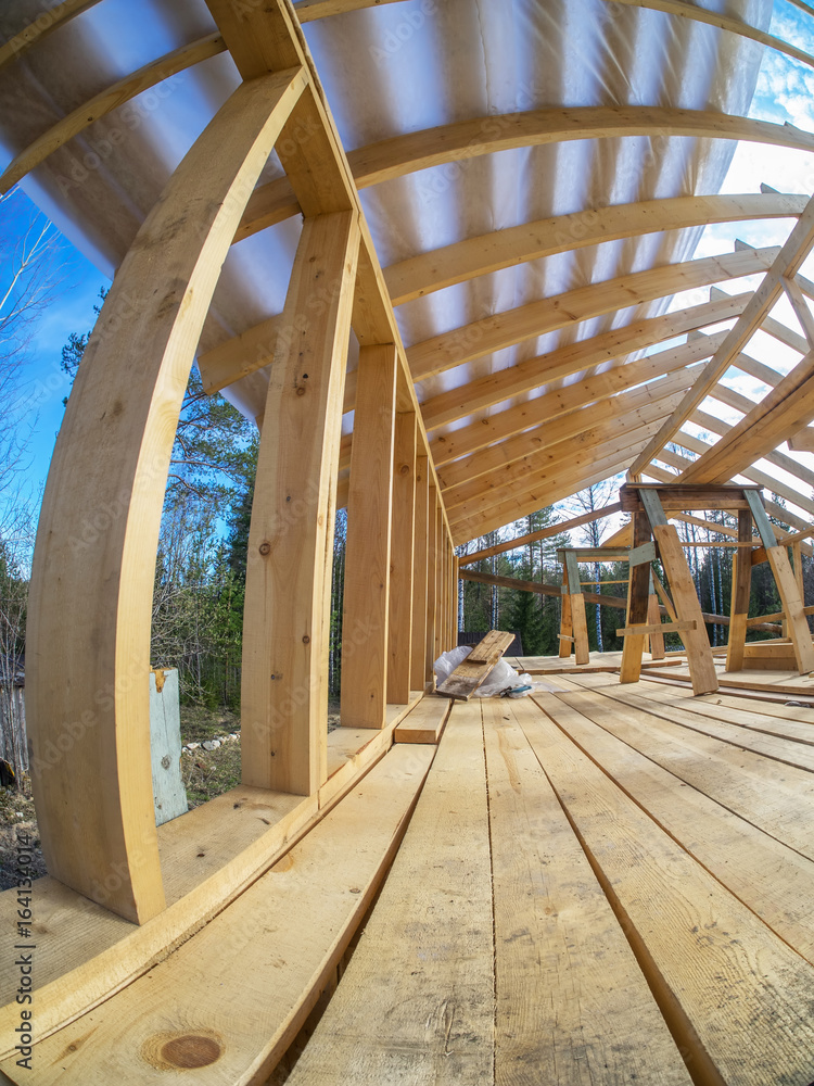 Fototapeta premium Construction of a frame house