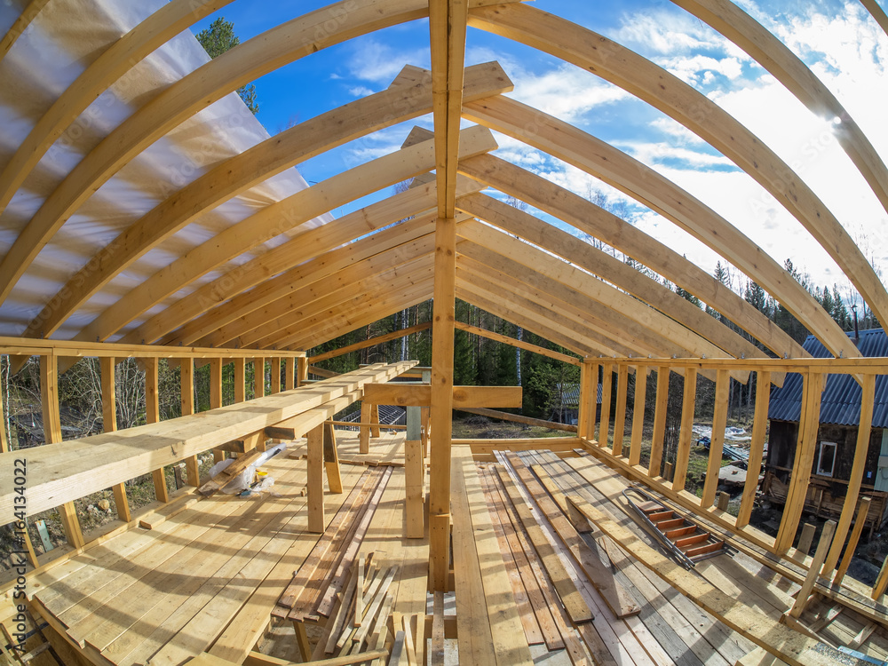 Construction of a frame house Construction of a frame house