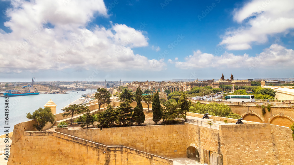 View of Valletta town with ancient walls, the capital of Malta.