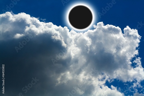 Moon sky and clouds . Beautiful clouds . Beautiful clouds .  moon . Colorful solar eclipse  photo