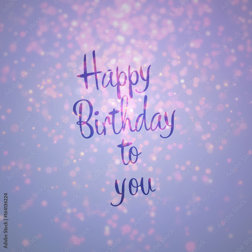 purple and gold bokeh background lighting from top populated on top rare at bottom with text happy birth day to you