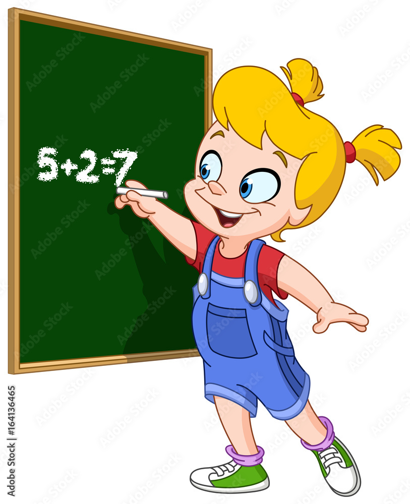 Girl writing on blackboard Girl writing on blackboard