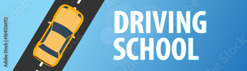 Driving School Banner. Auto Education. The rules of the road. Vector illustration.