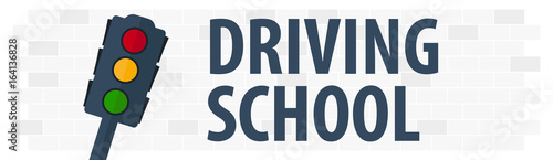 Driving School Banner. Auto Education. The rules of the road. Vector illustration.