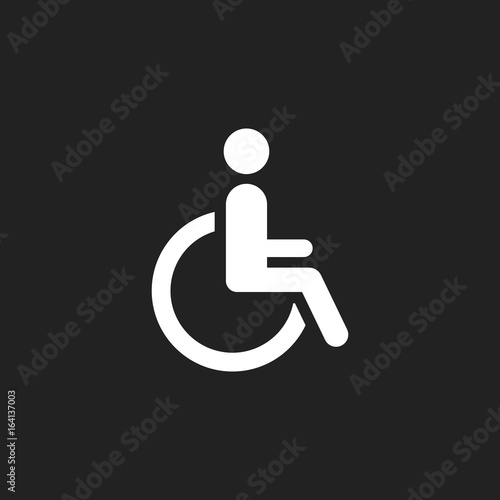 Man in wheelchair vector icon. Handicapped invalid people sign illustration.