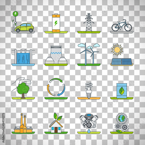 Renewable energy outline icons