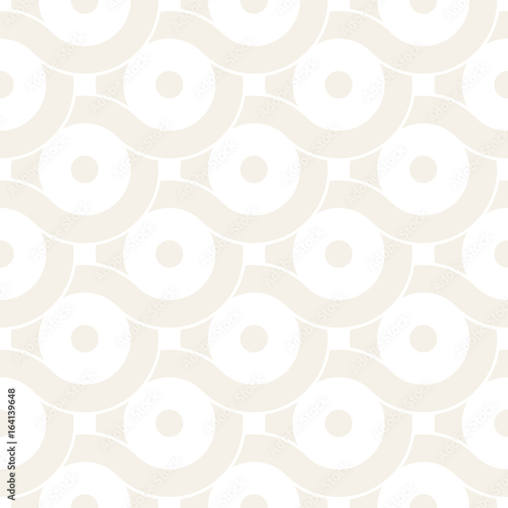 Fototapeta premium Vector seamless geometric pattern composed with circles and lines. Modern stylish rounded stripes texture. Repeating abstract background