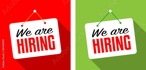 We are hiring / hanging door sign
