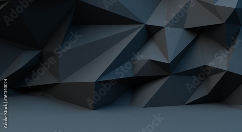 Abstract black background with polygonal pattern. 3d image