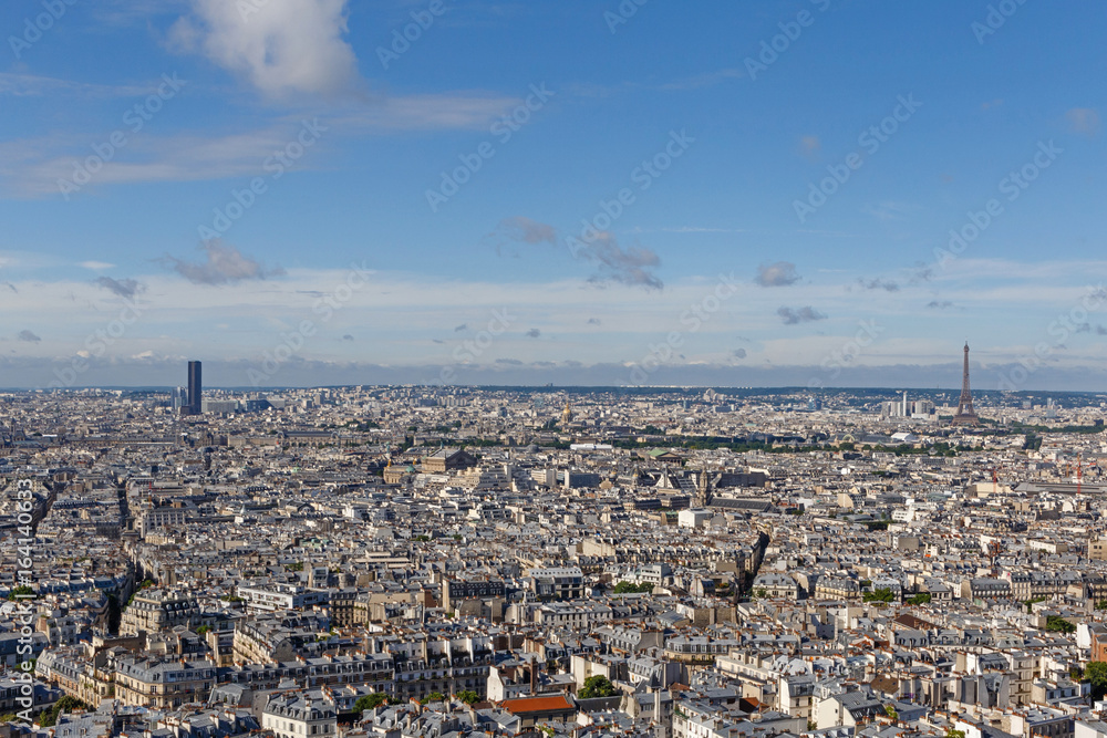 cityscape of Paris at summer day