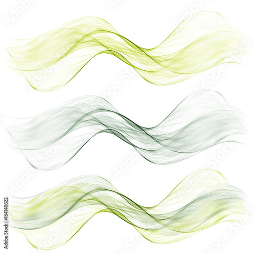 Set abstract color wave. Color smoke wave. Transparent wave. Abstract smooth wave vector. Smoke green wave.