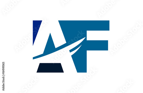 AF Negative Space Square Swoosh Letter Logo
