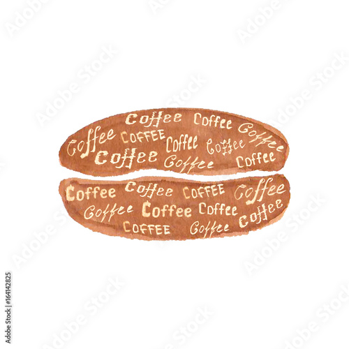 Watercolor coffee bean with lettering Coffee