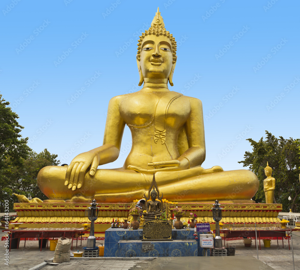 Golden Buddha statue of Big Buddha on blue sky, Pattaya Thailand Golden Buddha statue of Big Buddha on blue sky, Pattaya Thailand