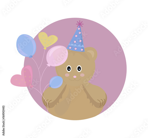 Teddy Bear toy Vector illustration cartoon character. funny background for ki...