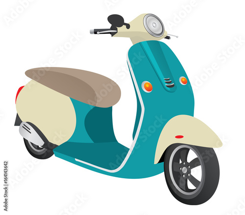 Vintage two wheeler scooter isolated vector illustrations