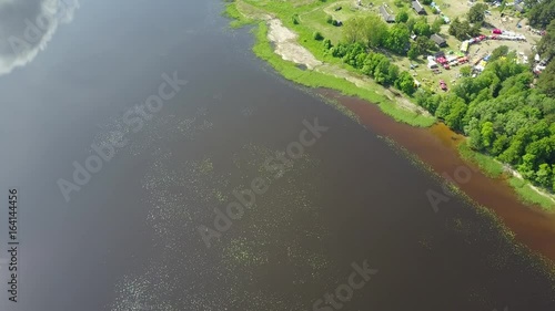 Riga lake Aerial drone top view 4K UHD video Latvia Brivdabas Muzejs photo