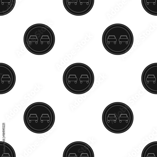 Road sign overtaking is prohibited .Car single icon in black style vector symbol stock illustration web.
