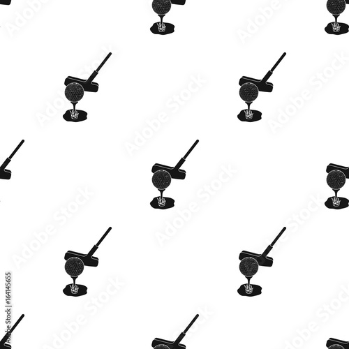 Ball and putter for golf.Golf club single icon in black style vector symbol stock illustration web.